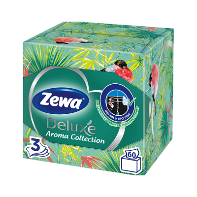  Салфетки в коробке Zewa Delux 3-х слойные Арома Коллекция 60шт  в интернет-магазине свежих фермерских продуктов Apeti.ru