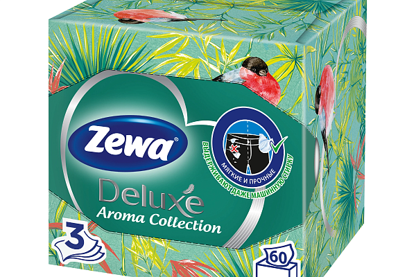  Салфетки в коробке Zewa Delux 3-х слойные Арома Коллекция 60шт  в интернет-магазине продуктов с Преображенского рынка Apeti.ru