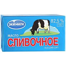 Масло сливочное Экомилк 82,5% БЗМЖ 450 г 