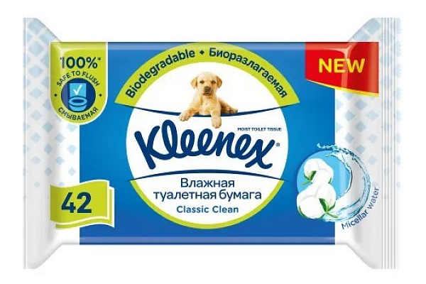  Туалетная бумага влажная Kleenex классик 42шт в интернет-магазине продуктов с Преображенского рынка Apeti.ru