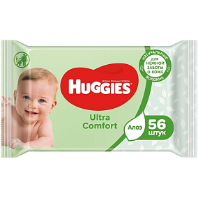  Салфетки влажные HUGGIES Ultra Comfort алое 56шт  в интернет-магазине свежих фермерских продуктов Apeti.ru