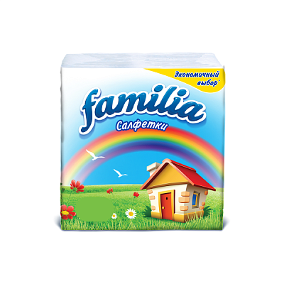 Салфетки бумажные Familia 1-слойные 50 шт