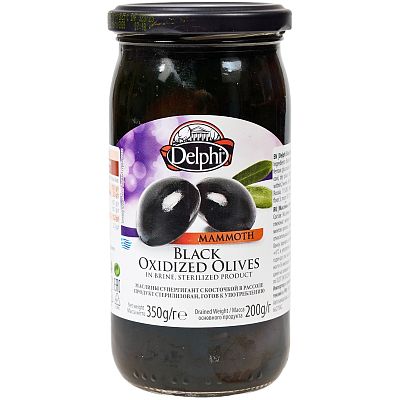 Маслины Delphi с косточкой супергигант 350 г