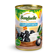 Маслины черные Bonduelle с сыром фета 300 мл