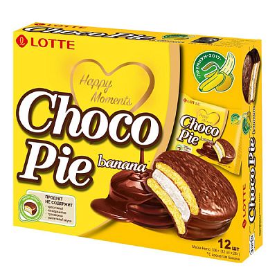 Пирожное Choco Pie Lotte с ароматом банана 336 г