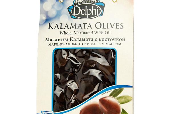  Маслины Delphi каламата с косточкой с оливковым маслом в/у 250 г  в интернет-магазине продуктов с Преображенского рынка Apeti.ru