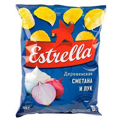  Чипсы Estrella рифленые со вкусом деревенской сметаны и лука 125 г в интернет-магазине свежих фермерских продуктов Apeti.ru