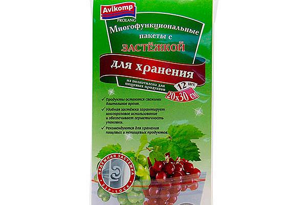 Пакеты для продуктов Avikomp с застежкой zip 20*30 см 12 шт в интернет-магазине продуктов с Преображенского рынка Apeti.ru