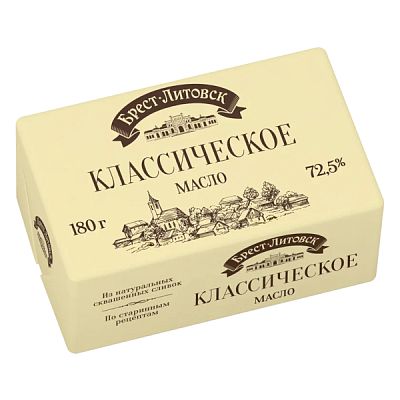 Масло сливочное Брест-Литовск Классическое 72,5% 180 г БЗМЖ