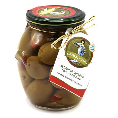  Оливки халкидики "Дары Деметры" с красным перцем и миндалем 360 г в интернет-магазине свежих фермерских продуктов Apeti.ru