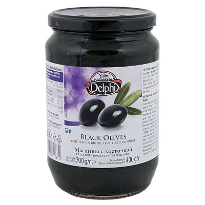 Маслины Delphi с косточкой в рассоле 700 г