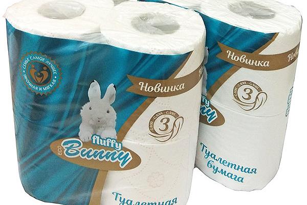  Туалетная бумага Fluffy Bunny трехслойная цвет ассорти 4 шт в интернет-магазине продуктов с Преображенского рынка Apeti.ru