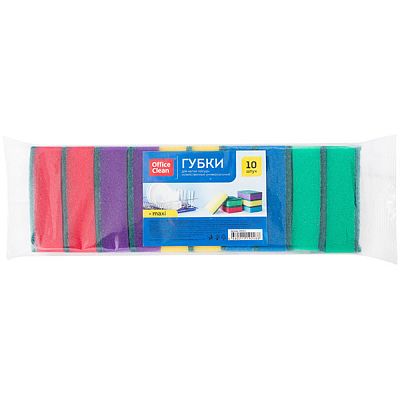 Губки для посуды OfficeClean Maxi с абразивным слоем 10 шт