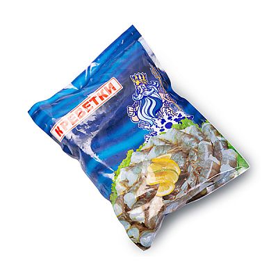 Креветки тигровые без головы замороженные неочищенные 16-20, 1 кг