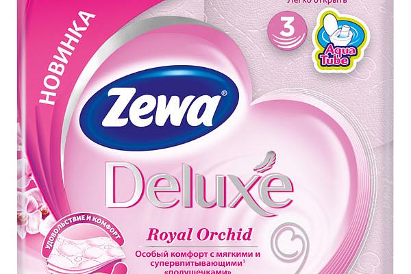  Туалетная бумага Zewa Deluxe трехслойная royal orchid 4 шт в интернет-магазине продуктов с Преображенского рынка Apeti.ru