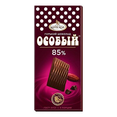 Шоколад горький "Особый"  85% какао 88гр КФ Крупской