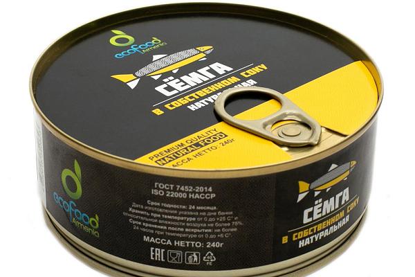  Семга EcoFood в собственном соку натуральная 240 г в интернет-магазине продуктов с Преображенского рынка Apeti.ru