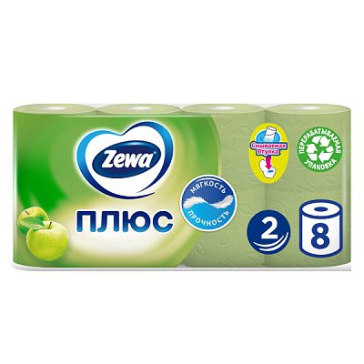 Туалетная бумага Zewa Плюс двухслойная яблоко 8 шт