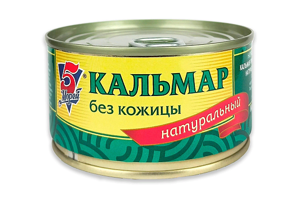  Кальмар натуральный 5 Морей без кожицы 185 г в интернет-магазине продуктов с Преображенского рынка Apeti.ru