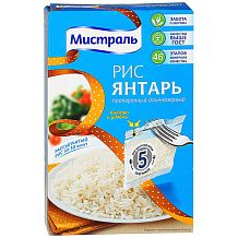 Рис Мистраль Янтарь пропаренный длиннозерный в пакетиках 5*80 г
