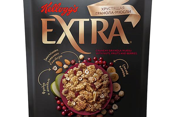  Мюсли Kellogg's Extra гранола хрустящая с орехами, фруктами и ягодами 300 г в интернет-магазине продуктов с Преображенского рынка Apeti.ru