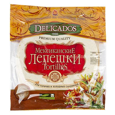 Лепешки Delicados Tortillas пшеничные оригинальные 6 шт 400 г