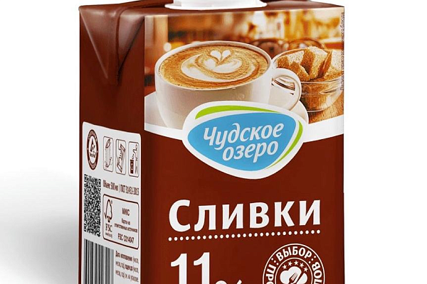  Сливки Чудское озеро 11% 500мл в интернет-магазине продуктов с Преображенского рынка Apeti.ru