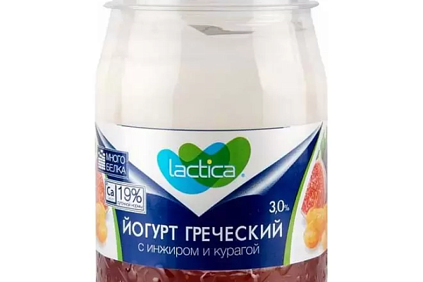  Йогурт Lactica греческий с инжиром и курагой 3% 190 г пл/б БЗМЖ в интернет-магазине продуктов с Преображенского рынка Apeti.ru