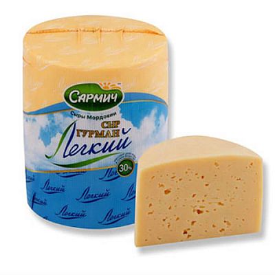 Сыр Гурман легкий 30%, ~ 200 гр