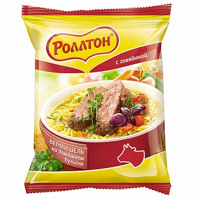 Вермишель быстрого приготовления Роллтон говядина пакет 60 г