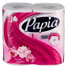 Туалетная бумага Papia 3-слойная Secret Garden 4 шт