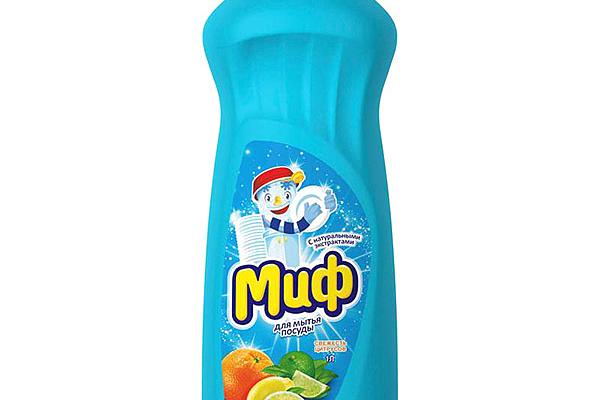  Средство для мытья посуды Миф лимонная свежесть 1 л в интернет-магазине продуктов с Преображенского рынка Apeti.ru