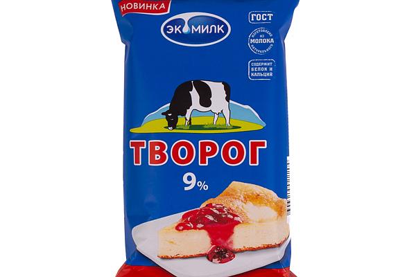  Творог Экомилк 9% БЗМЖ 180г  в интернет-магазине продуктов с Преображенского рынка Apeti.ru