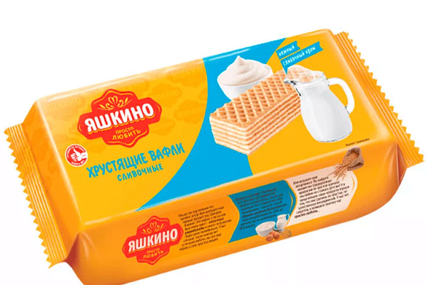  Вафли Яшкино сливочные 200 г в интернет-магазине продуктов с Преображенского рынка Apeti.ru