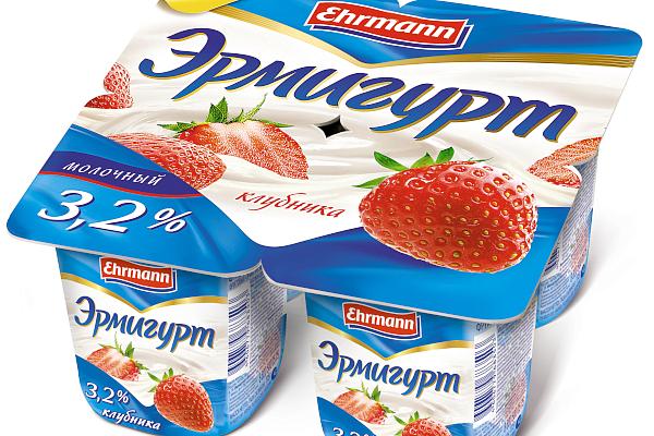  Йогуртный продукт Эрмигурт молочный 3,2 % клубника 100 г в интернет-магазине продуктов с Преображенского рынка Apeti.ru