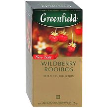 Чай черный Greenfield Wildberry Rooibos с кусочками ягод земляники и клюквы 25 пак