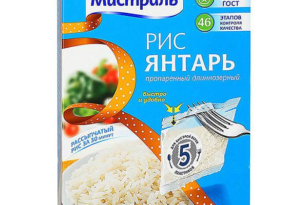  Рис Мистраль Янтарь пропаренный длиннозерный в пакетиках 5*80 г в интернет-магазине продуктов с Преображенского рынка Apeti.ru
