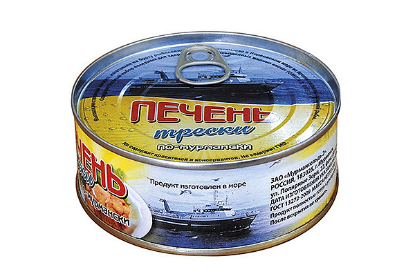  Печень трески по-мурмански изготовлен в море 230 г в интернет-магазине продуктов с Преображенского рынка Apeti.ru