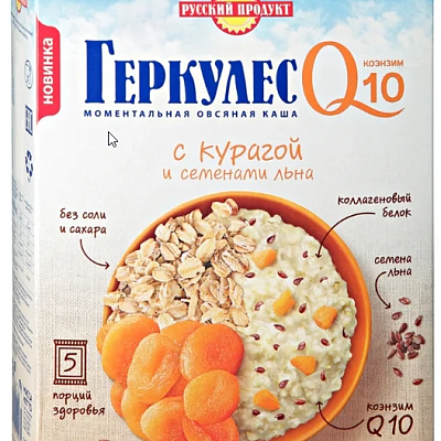  Каша овсяная быстрого приготовления Русский продукт Геркулес с курагой и льном пакетиках 5*50 г в интернет-магазине свежих фермерских продуктов Apeti.ru