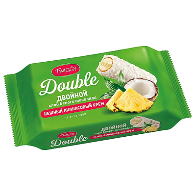 Трубочки вафельные Twiggy Double с ананасовым кремом 185 г