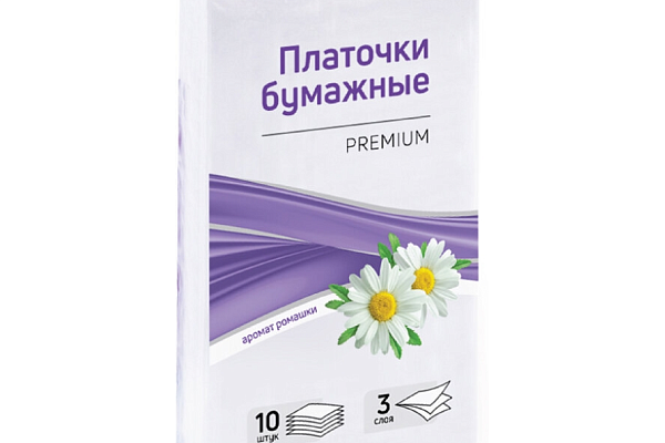 Платочки носовые Премиум Office Clean aroma ромашка 10 шт в интернет-магазине продуктов с Преображенского рынка Apeti.ru