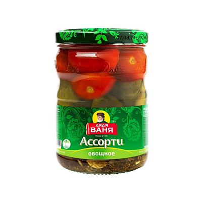 Ассорти овощное Дядя Ваня огурцы и помидоры 950 г