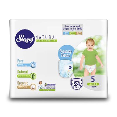 Трусики Sleepy Natural (5\ Junior 11-18 кг) 24шт