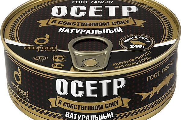  Осетр Ecofood в собственном соку 240 г в интернет-магазине продуктов с Преображенского рынка Apeti.ru