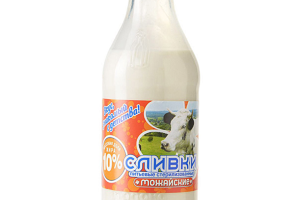  Сливки Можайские 10% 0,45л ст/б в интернет-магазине продуктов с Преображенского рынка Apeti.ru