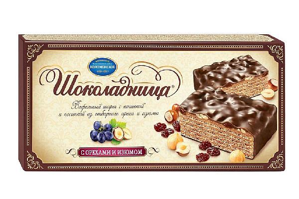  Торт вафельный Коломенское шоколадница с орехами и изюмом 270 г в интернет-магазине продуктов с Преображенского рынка Apeti.ru