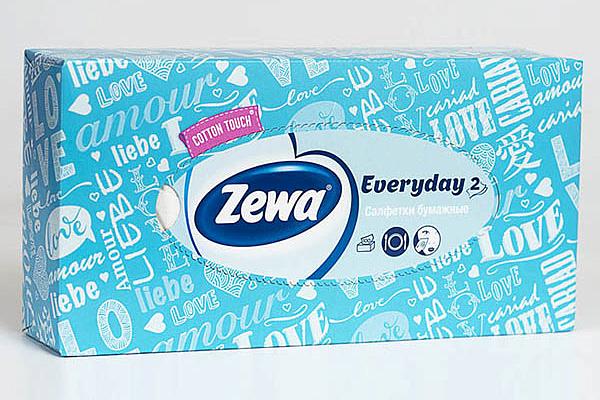  Салфетки в коробке Zewa Everyday 2-хслойные косметические 100 шт в интернет-магазине продуктов с Преображенского рынка Apeti.ru