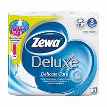Туалетная бумага Zewa Deluxe трехслойная белая delicate care 4 шт