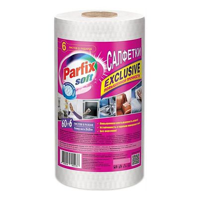 Тряпка для уборки Parfix Exclusive, 25*25см, 60+6 шт в руллоне