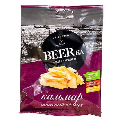 Кальмар копчёный BEERка кольца 70 г